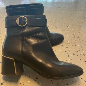 Tory Burch Black and Gold Ankle Booties